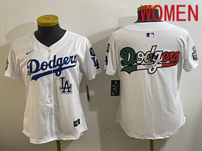 Women Los Angeles Dodgers Blank White Game 2024 Nike MLB Jersey style 112123->women mlb jersey->Women Jersey